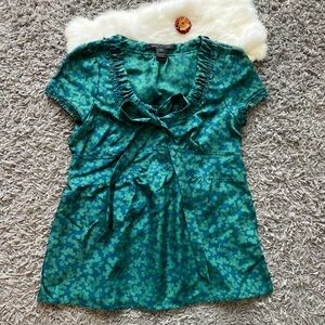 Marc Jacobs Silk Blouse - Green Floral Print